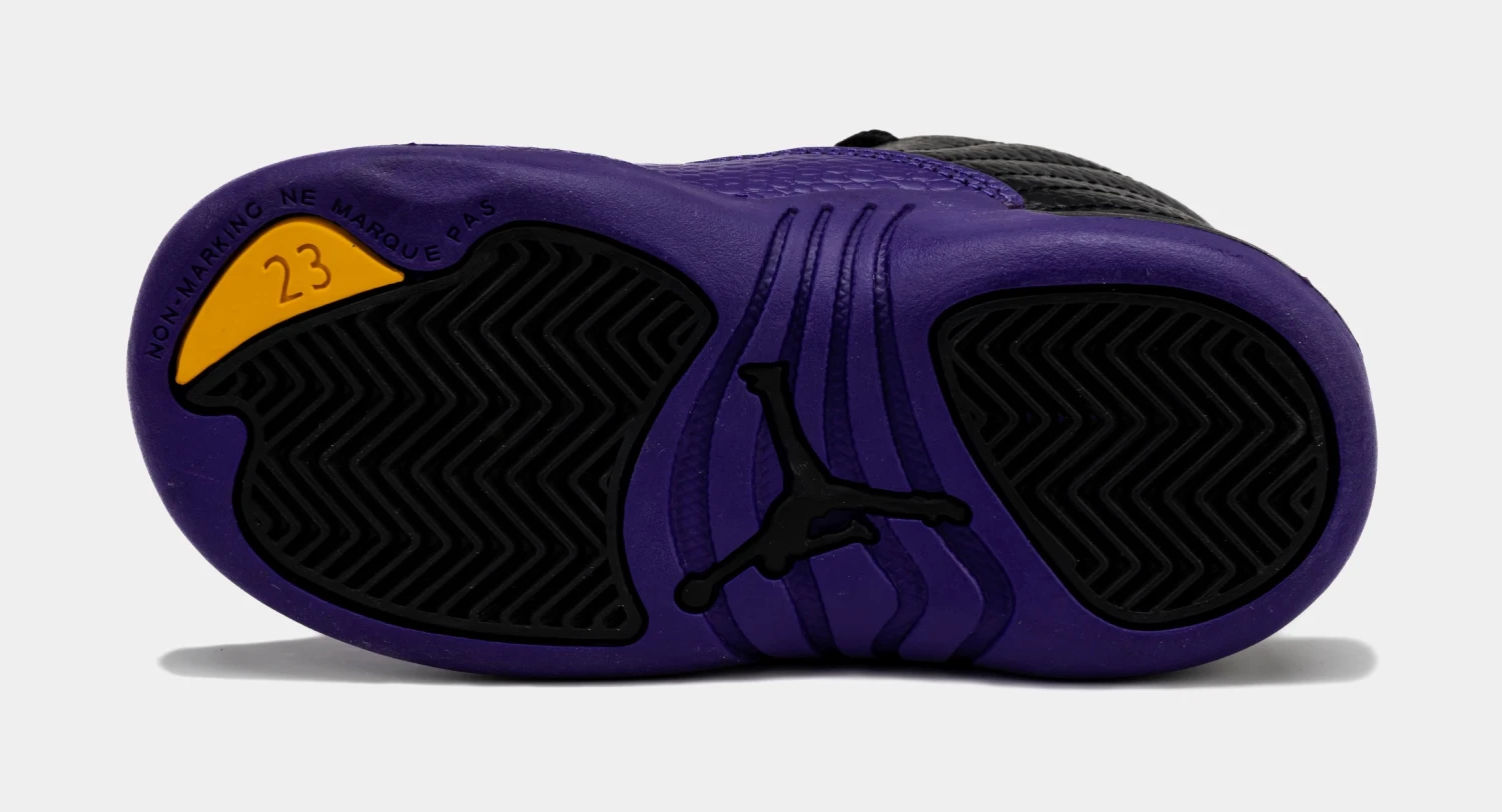 Air Jordan 12 Retro Field Purple Infant Toddler Lifestyle Shoes (Black/Purple) - Image 3