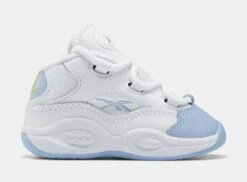 Reebok Question Mid Infant Toddler Basketball Shoes (White/Blue)