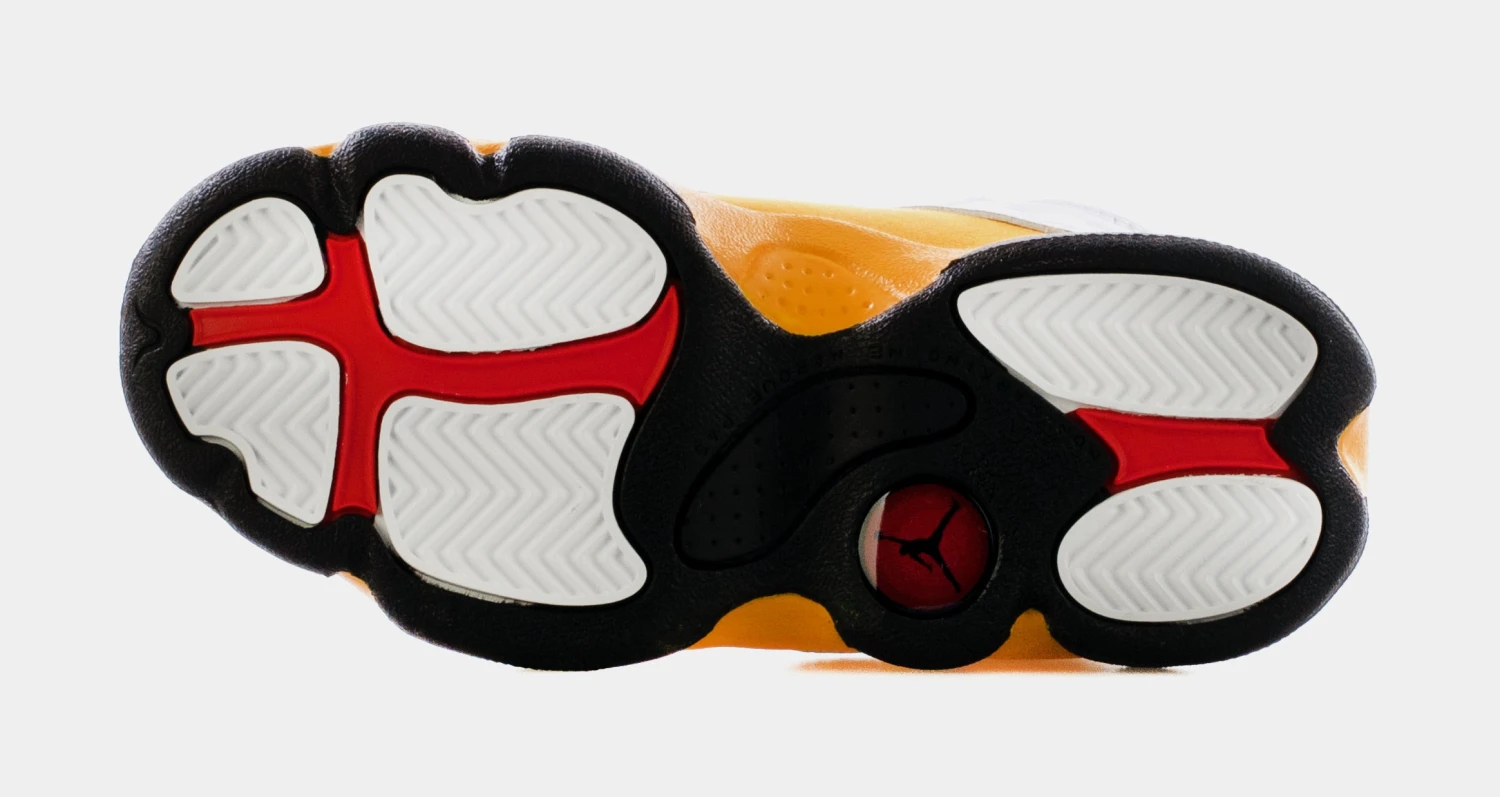 Air Jordan 13 Retro Del Sol Preschool Lifestyle Shoes (White/Yellow) - Image 3