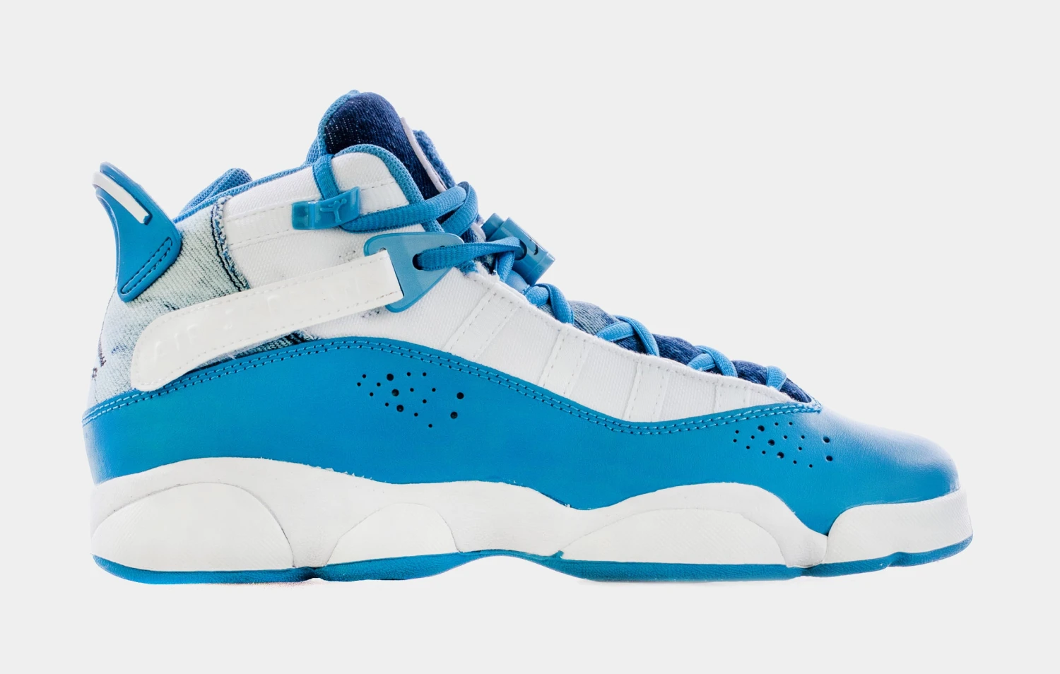 Jordan 6 Rings Bleached Denim Grade School Lifestyle Shoes (Blue/White)