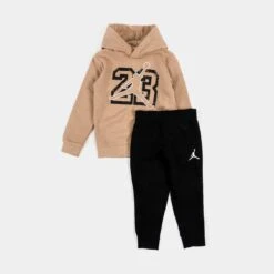 Jordan Jumpman 23 Fleece Pullover Infant Toddler Set (Brown/Black)