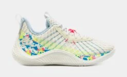 Under Armour Curry Flow 10 Splash Party Grade School Basketball Shoes (White/Multi) Free Shipping