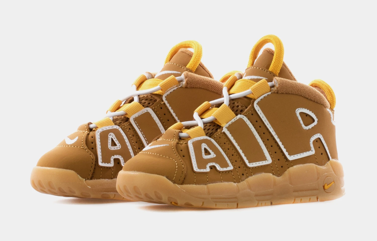 Nike Air More Uptempo Wheat Infant Toddler Basketball Shoes (Wheat/White/Pollen/Gum Light Brown) - Image 4