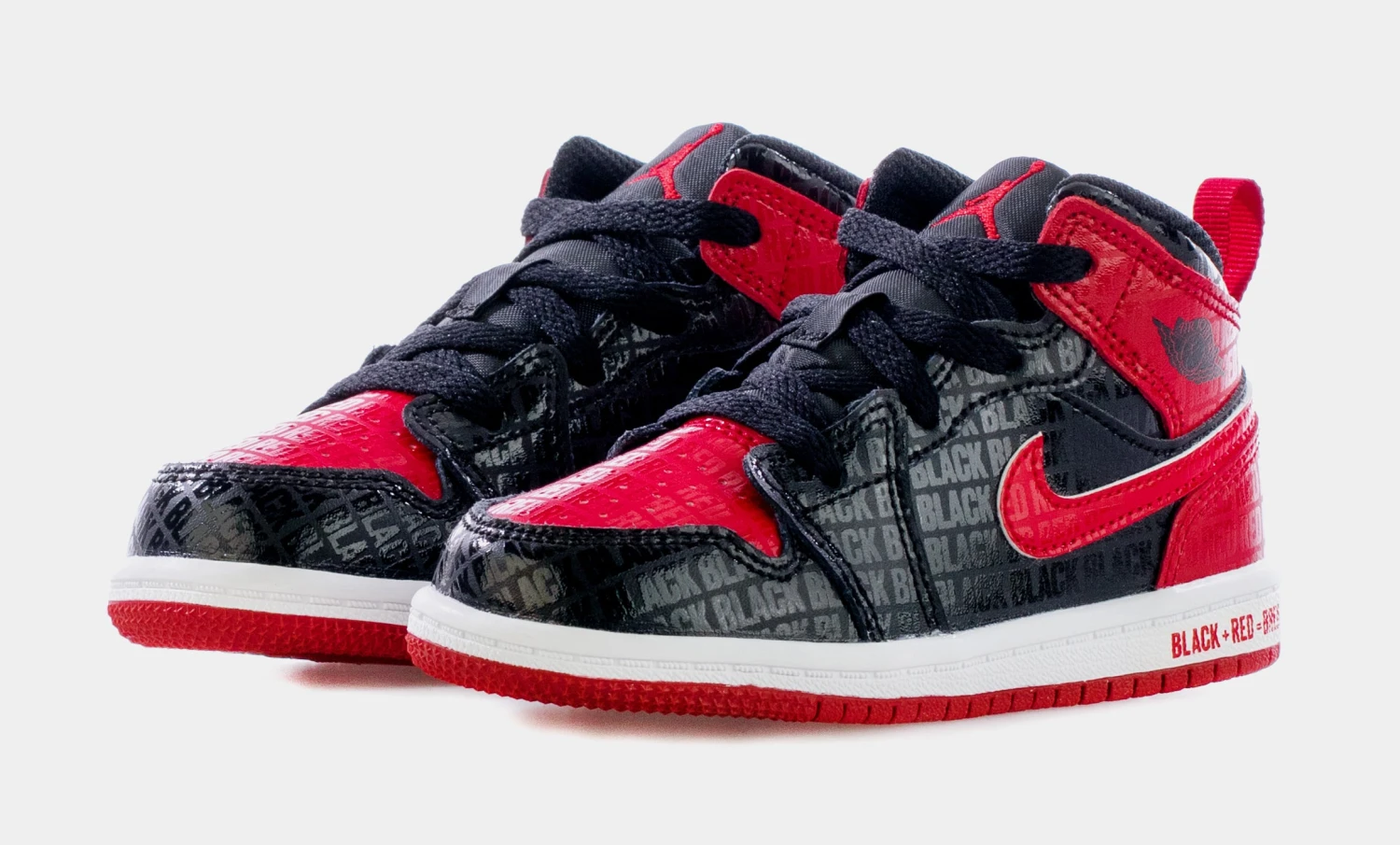 Air Jordan 1 Mid Black + Red = Bred Infant Toddler Lifestyle Shoes (Black/Red) - Image 4