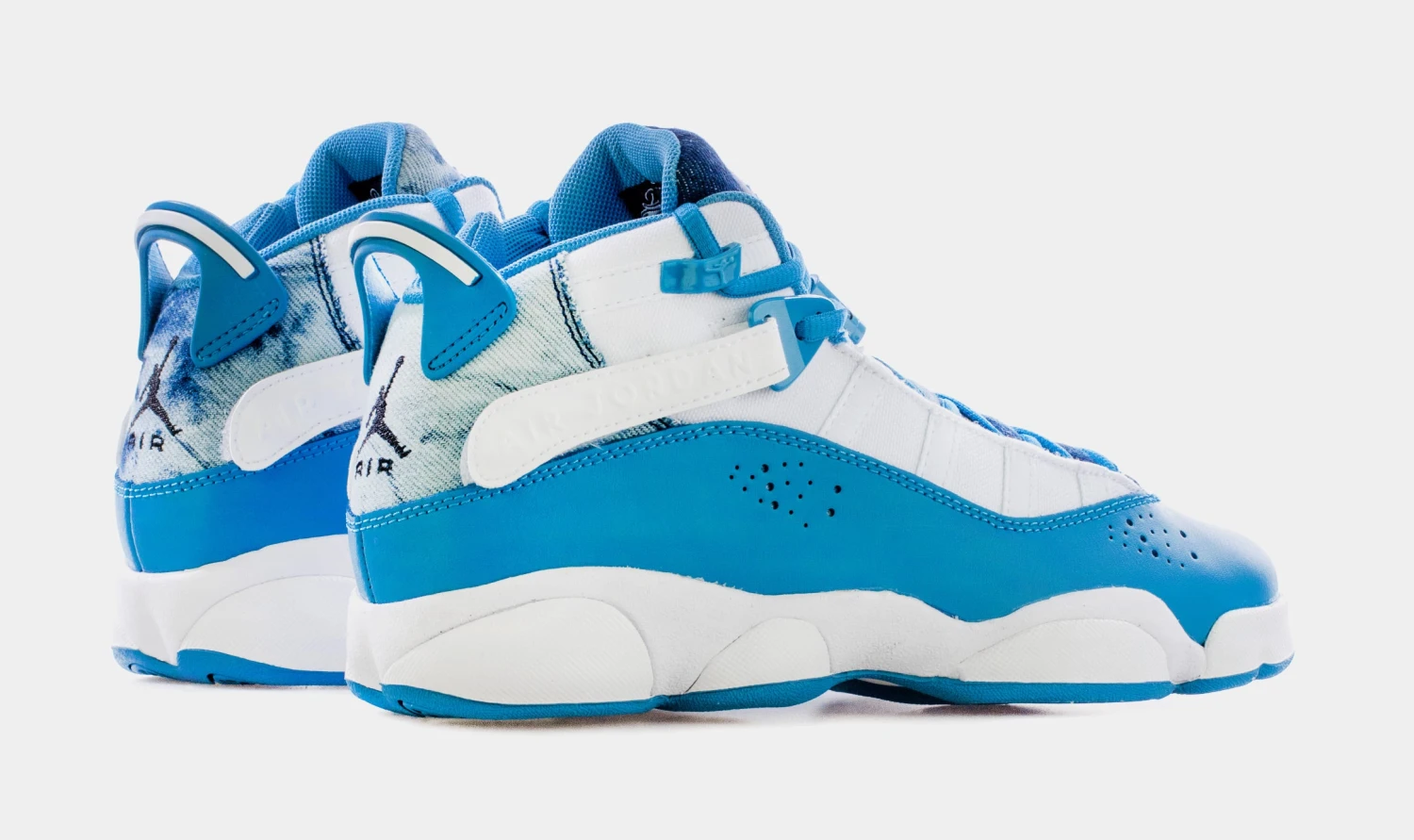 Jordan 6 Rings Bleached Denim Grade School Lifestyle Shoes (Blue/White) - Image 6