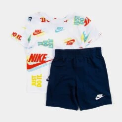 Nike Active Joy Shorts Preschool Set (White/Blue)