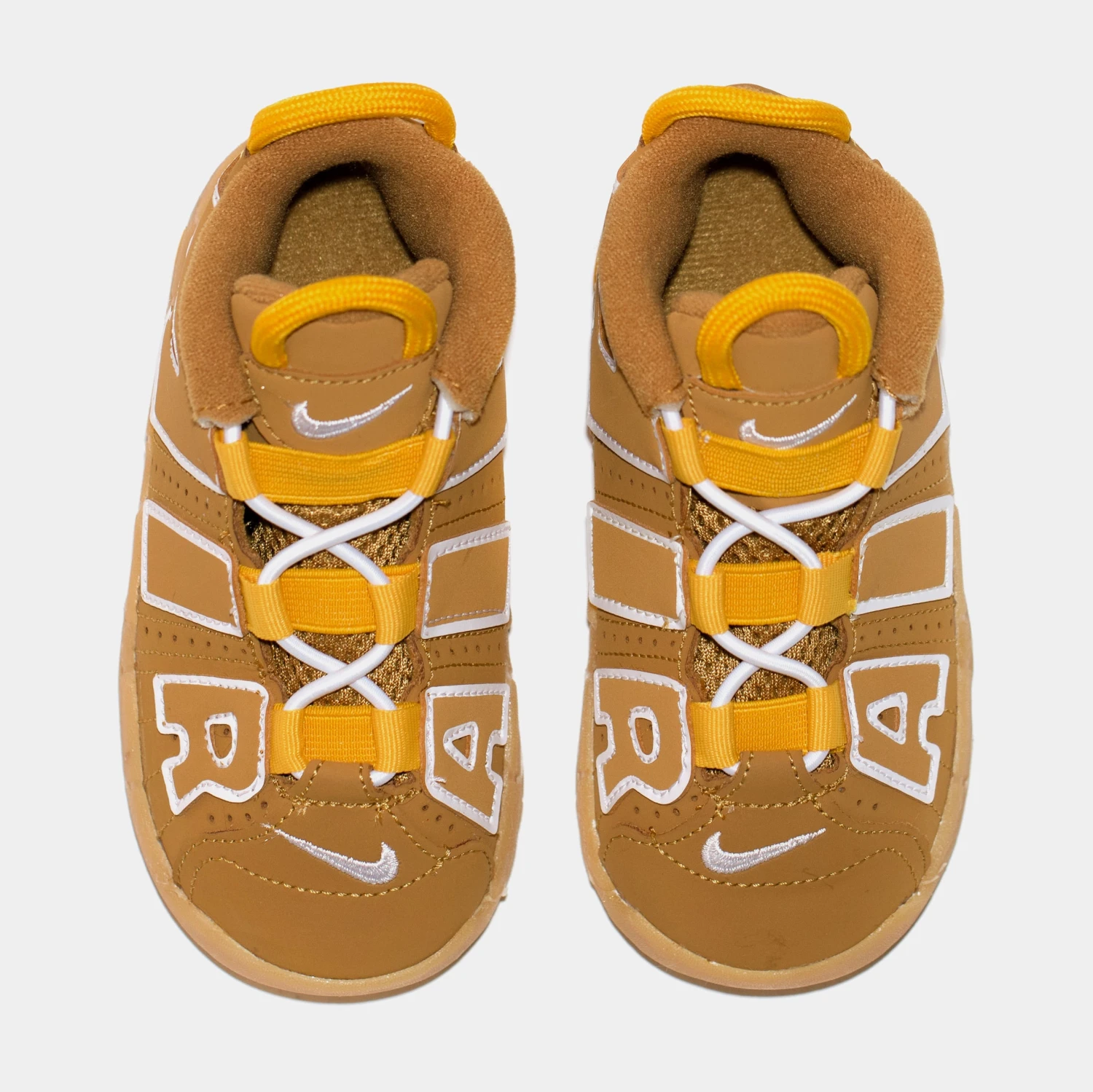 Nike Air More Uptempo Wheat Infant Toddler Basketball Shoes (Wheat/White/Pollen/Gum Light Brown) - Image 5