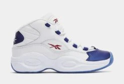 Reebok Question Mid Blue Toe Preschool Basketball Shoes (White/Blue)
