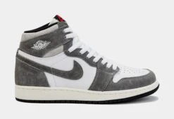 Air Jordan 1 Retro High OG Washed Heritage Grade School Lifestyle Shoes (Grey/White) Free Shipping