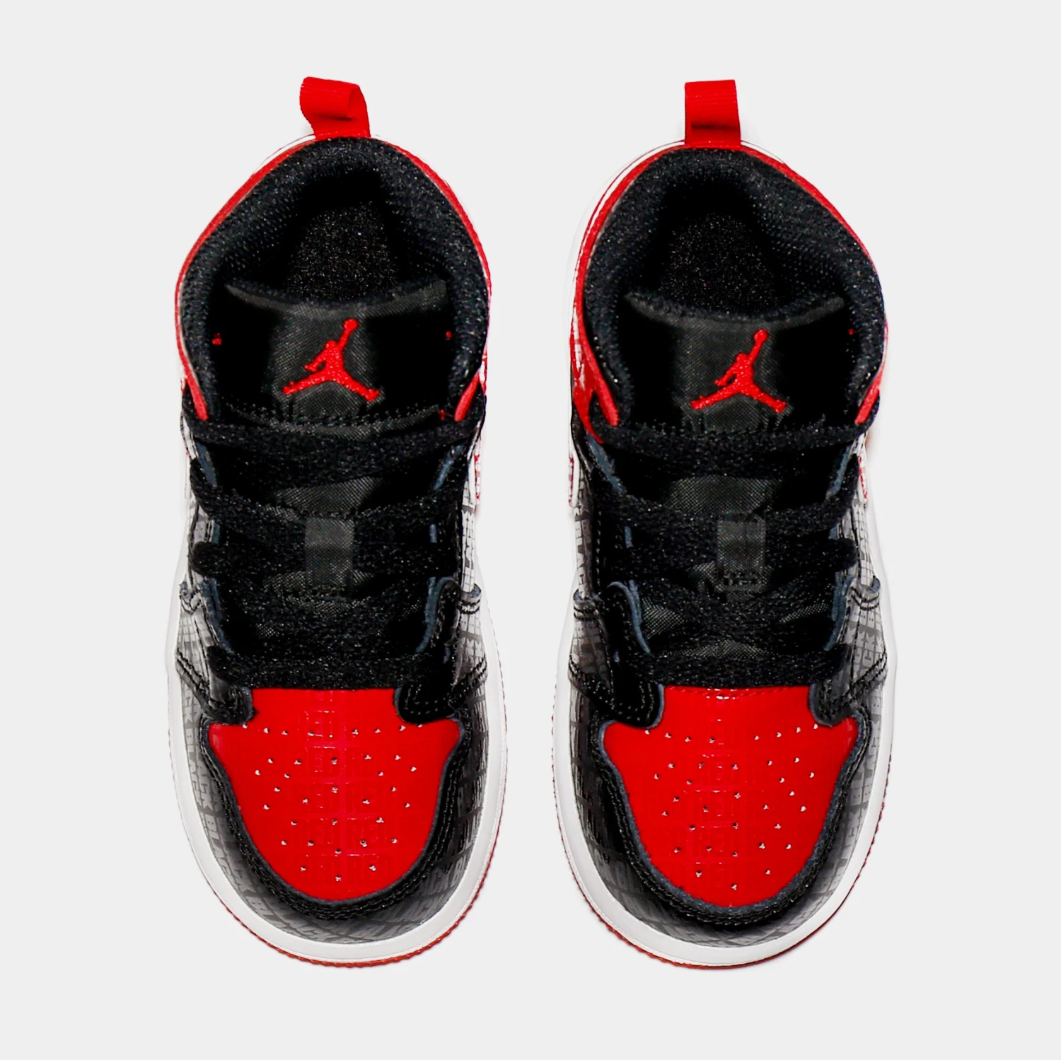 Air Jordan 1 Mid Black + Red = Bred Infant Toddler Lifestyle Shoes (Black/Red) - Image 5