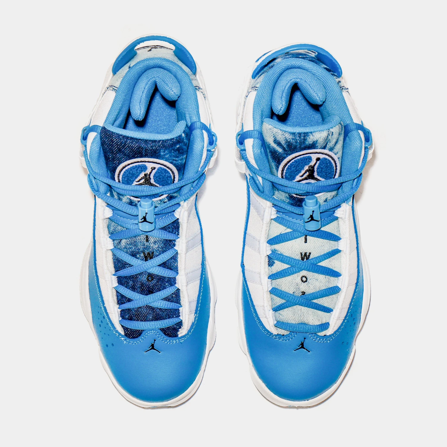 Jordan 6 Rings Bleached Denim Grade School Lifestyle Shoes (Blue/White) - Image 5