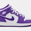 Air Jordan 1 Retro Mid Purple Venom Grade School Lifestyle Shoes (Purple/White)