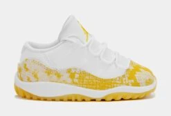 Air Jordan 11 Retro Low Yellow Snakeskin Infant Toddler Lifestyle Shoes (White/Yellow)