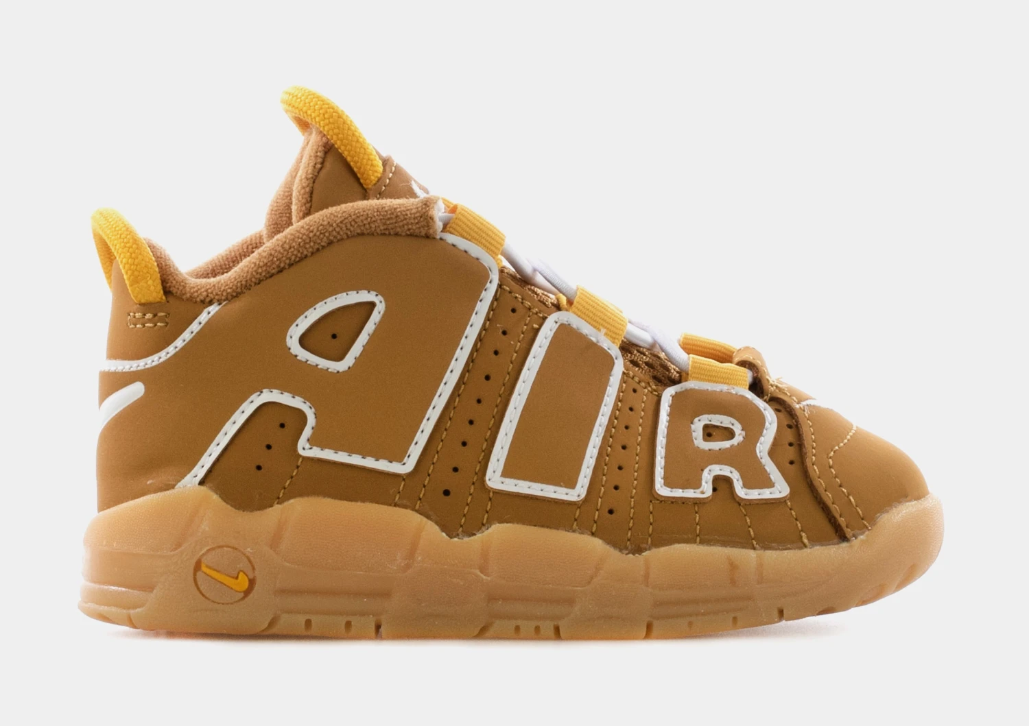 Nike Air More Uptempo Wheat Infant Toddler Basketball Shoes (Wheat/White/Pollen/Gum Light Brown)