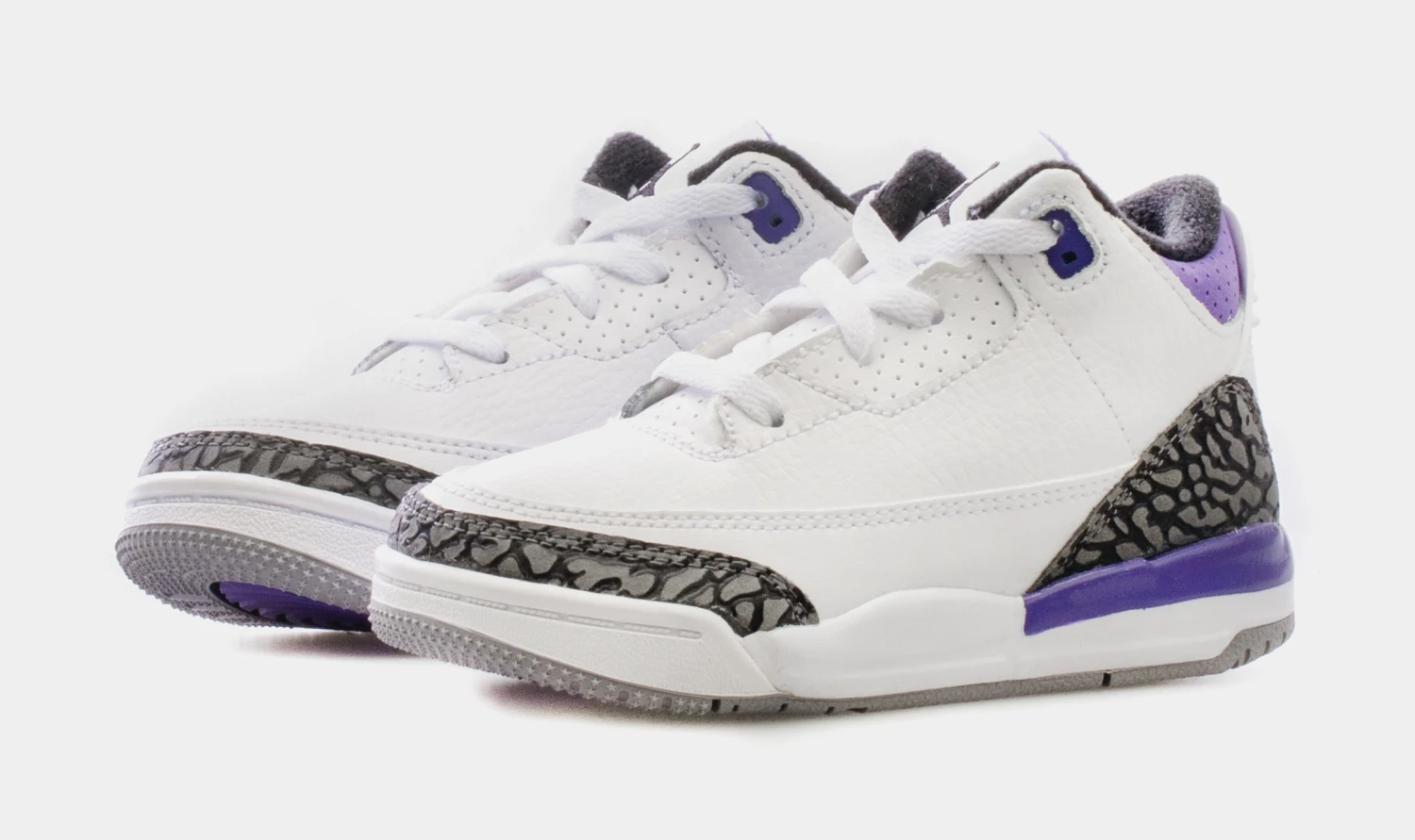 Air Jordan 3 Retro Dark Iris Infant Toddler Lifestyle Shoes (White/Purple) Free Shipping - Image 3
