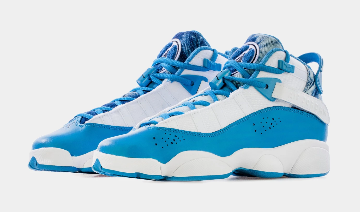 Jordan 6 Rings Bleached Denim Grade School Lifestyle Shoes (Blue/White) - Image 4