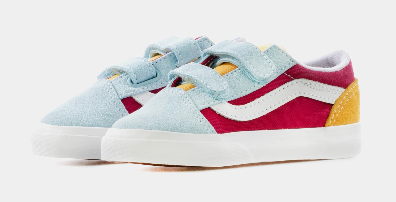 Vans Old Skool Infant Toddler Skate Shoes (Pink/Blue/Yellow) - Image 4
