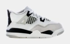 Air Jordan 4 Military Black Infant Toddler Lifestyle Shoes (Black/White)