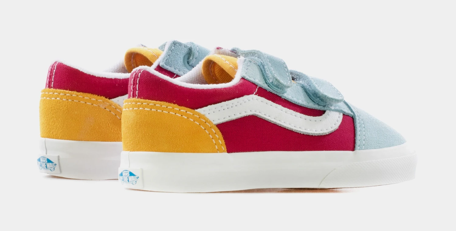 Vans Old Skool Infant Toddler Skate Shoes (Pink/Blue/Yellow) - Image 6