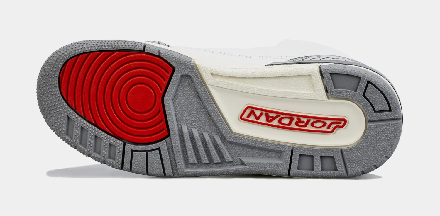 Air Jordan 3 Retro White Cement Reimagined Grade School Lifestyle Shoes (White/Grey) - Image 3