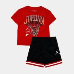 Jordan Hoops Tee And Mesh Short Set Toddler Set (Black/Red)