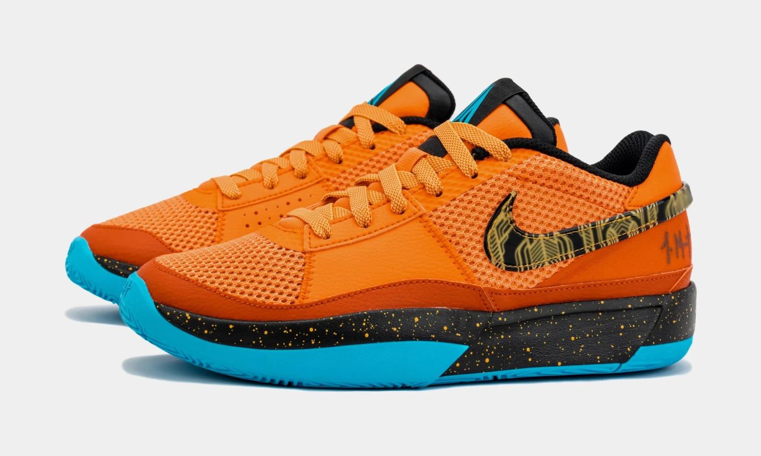 Nike Ja 1 SE Bright Mandarin Opti Yellow Grade School Lifestyle Shoes (Orange/Blue) - Image 4