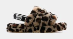 Ugg Fluff Yeah Leopard Grade School Sandal (Brown/Black)