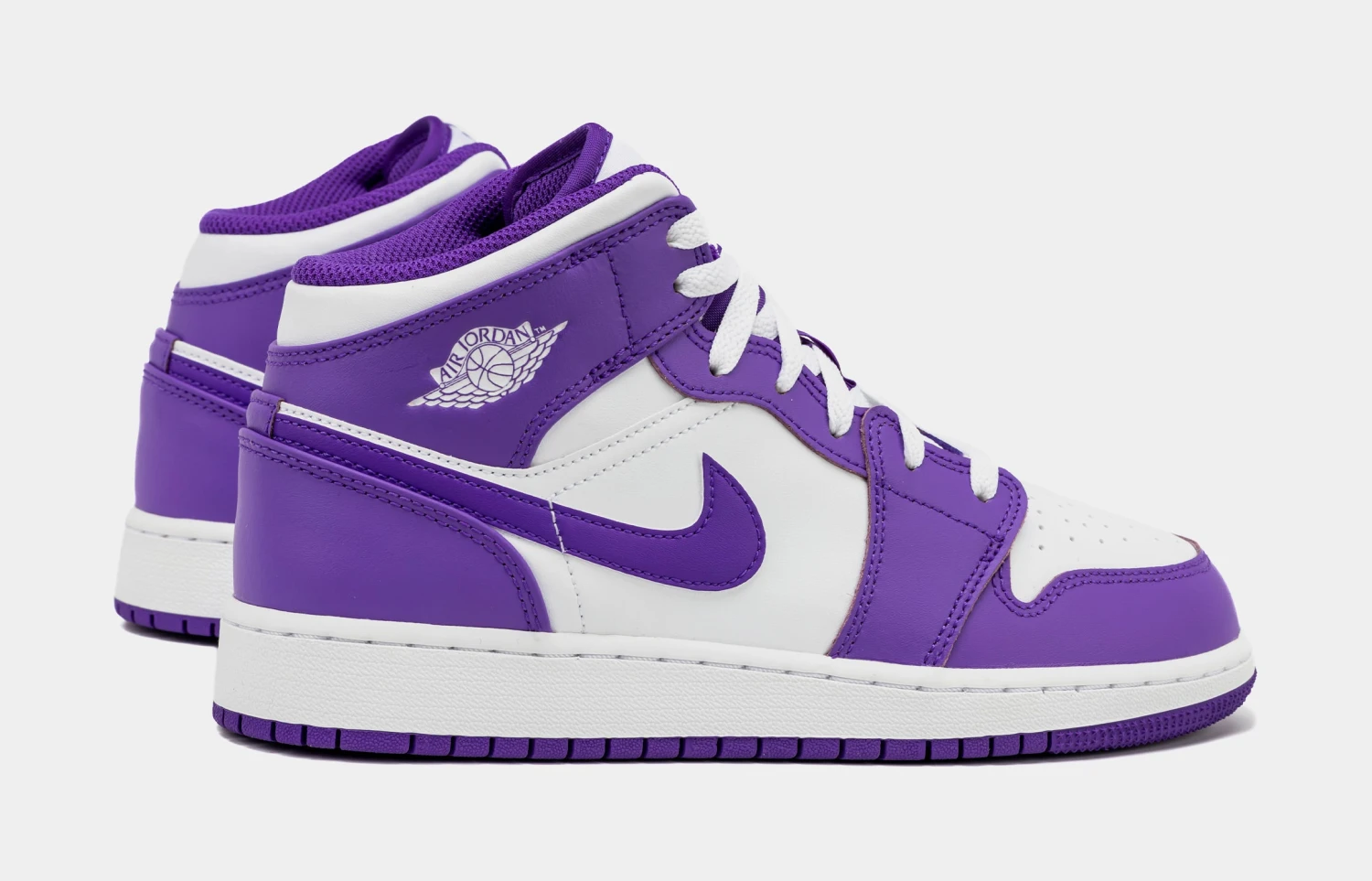 Air Jordan 1 Retro Mid Purple Venom Grade School Lifestyle Shoes (Purple/White) - Image 6