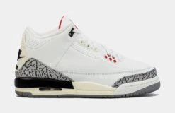 Air Jordan 3 Retro White Cement Reimagined Grade School Lifestyle Shoes (White/Grey)