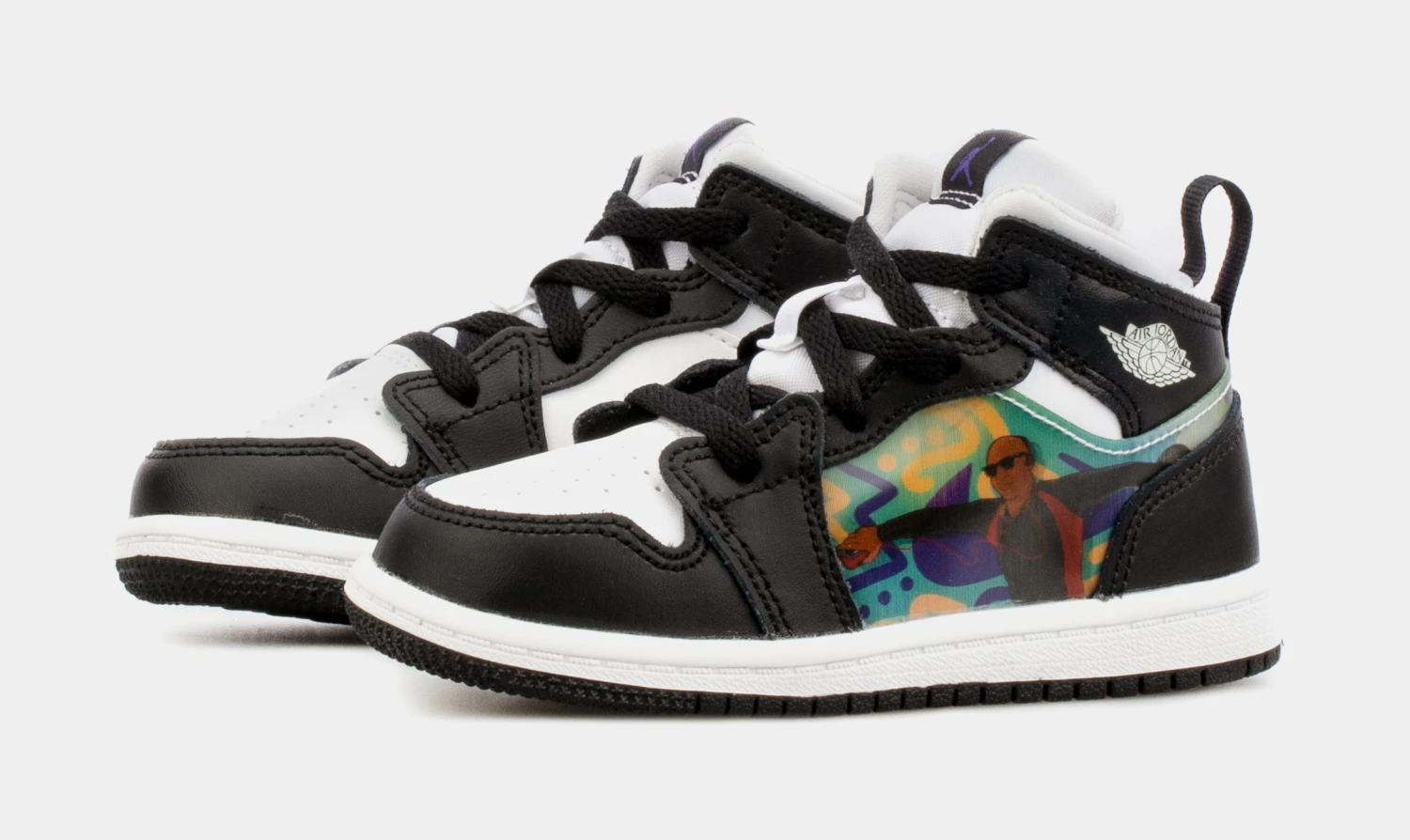 Air Jordan 1 Mid Hologram Infant Toddler Lifestyle Shoes (Black) - Image 4