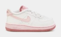 Nike Air Force 1 Infant Toddler Basketball Shoes (White/Pink)