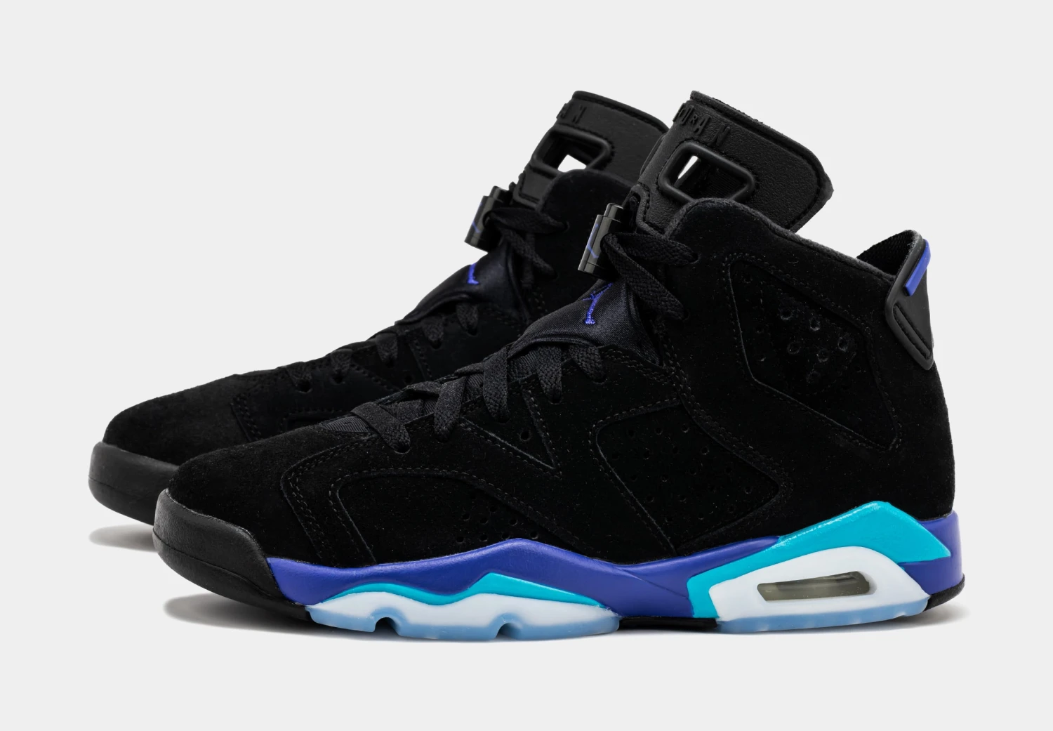 Air Jordan 6 Retro Aqua Grade School Lifestyle Shoes (Black/Aquatone/Bright Concord) - Image 4