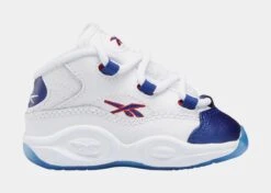 Reebok Question Mid Blue Toe Infant Toddler Basketball Shoes (White/Blue)
